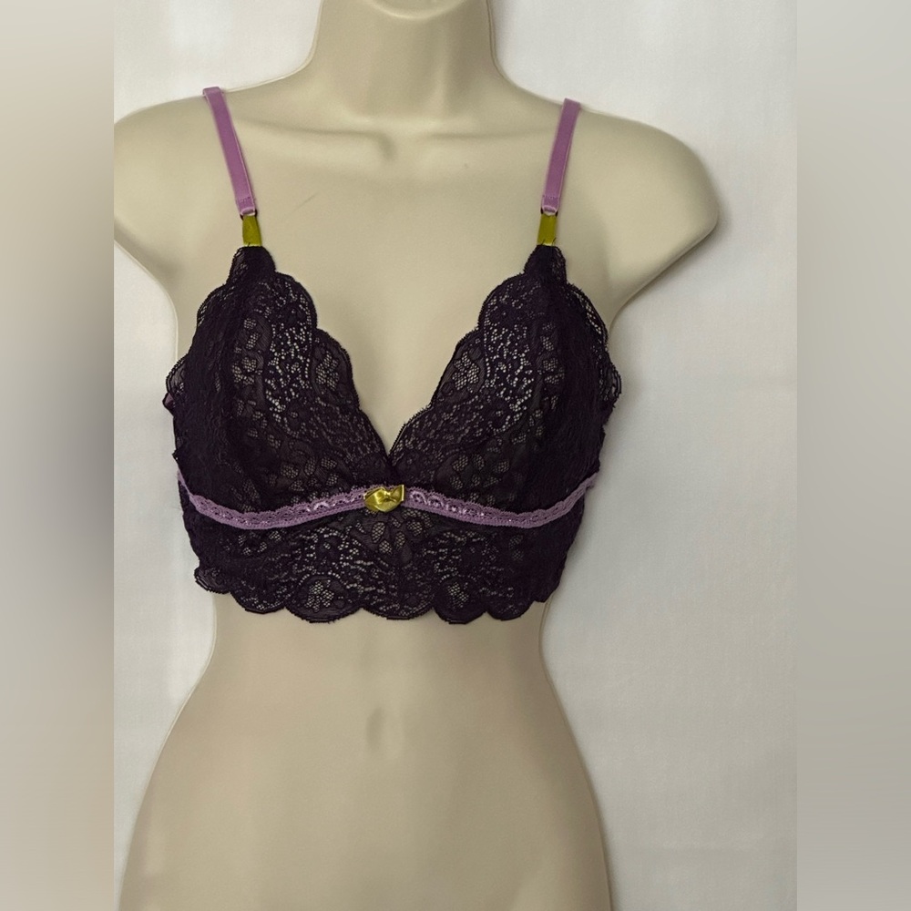 Cosmopolitan Fun Fearless Female Deep Purple Lace Bralette Bra Size L